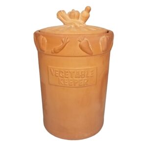 Vintage Terracotta Vegetable Keeper Rustic Unglazed Farmhouse Kitchen Canister